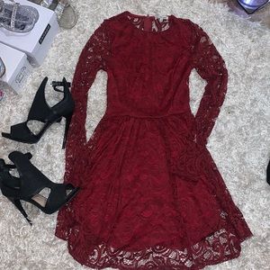 Red lace dress